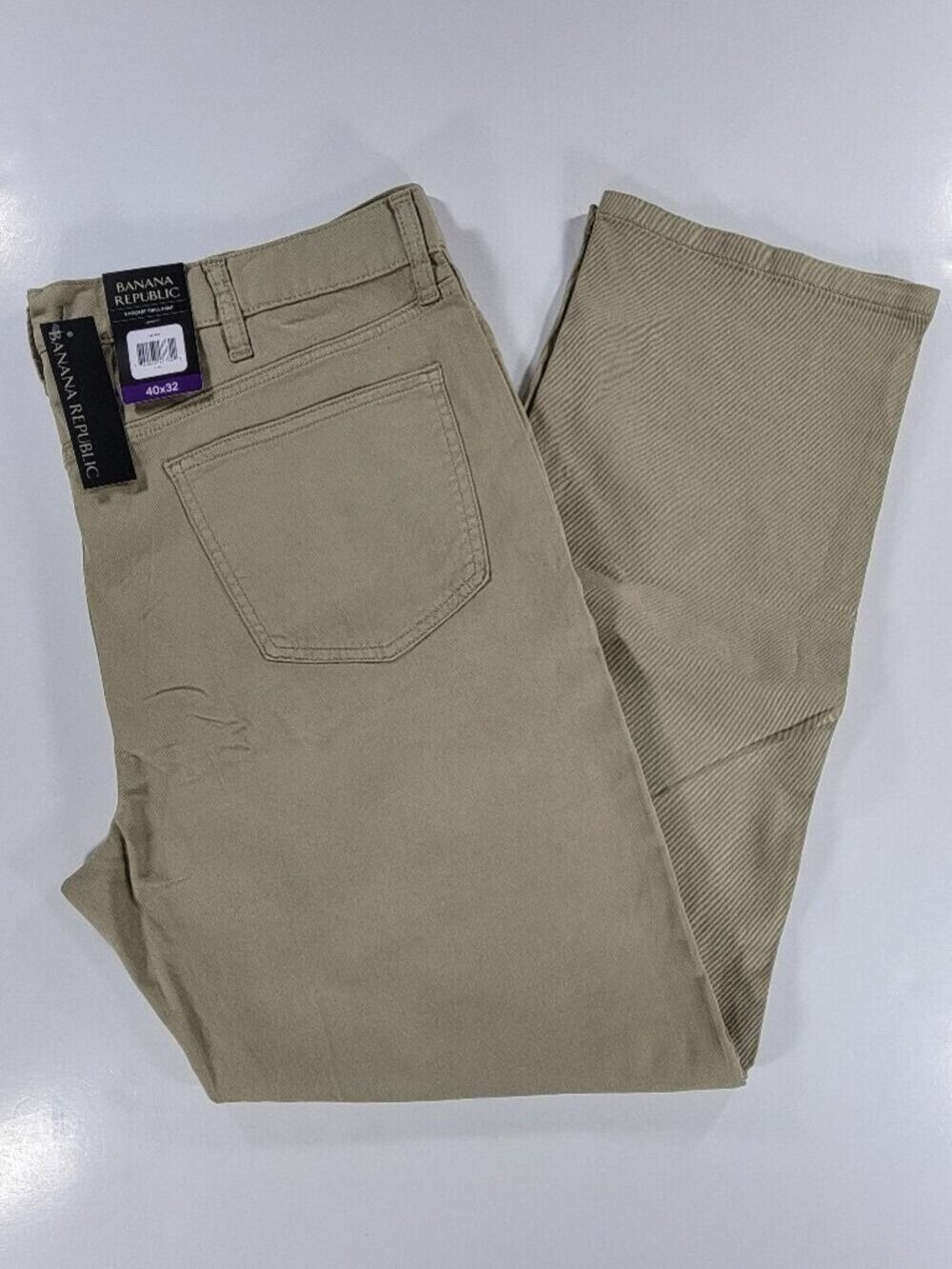 NEW Banana Republic Mens 5-Pocket Tan Twill Pants Stretch Cotton 40x32 Beige NWT